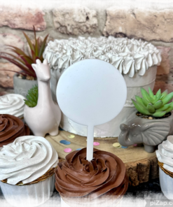 Great Value Acrylic Round Circle Cake Topper – Paddle 65mm