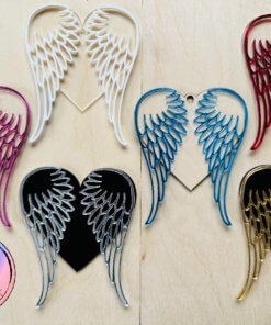 Heart and Wings Decoration Mirror Acrylic Feather Wings