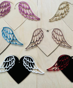 Heart & Wings Decoration Mirror Acrylic Feather Wings