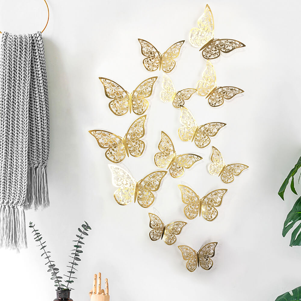 Beautiful Foil Metallic Butterflies Design C Size 8cm -12cm wide