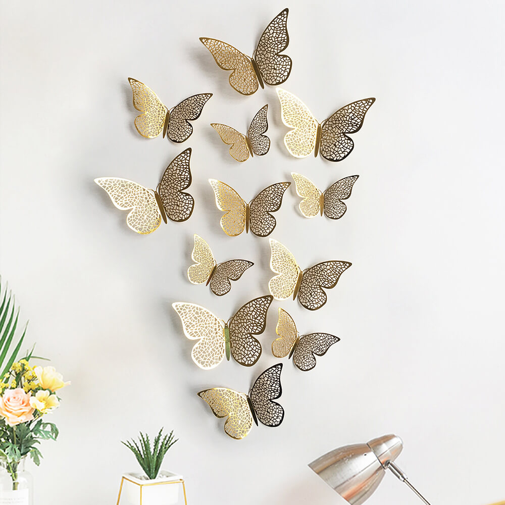 Beautiful Foil Metallic Butterflies Design B, Size 8, 10 &12cm wide.