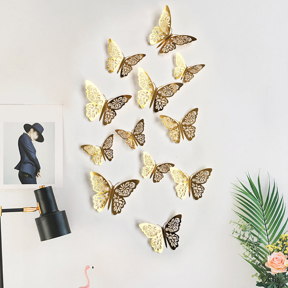 12 Piece Foil Butterfly ToppersDecor