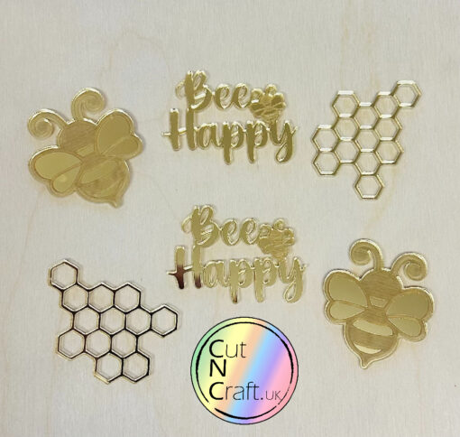 Buzzing Bee Happy Theme 2" Acrylic Cupcake Toppers